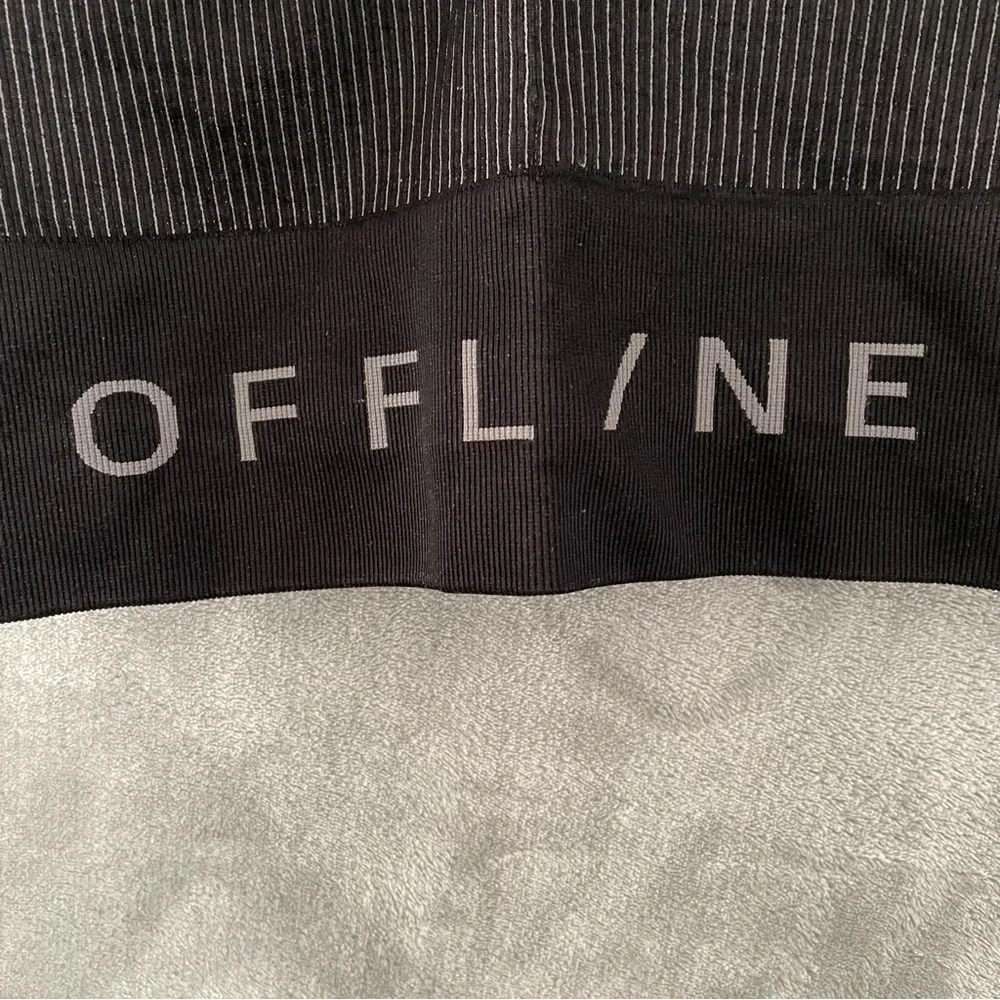 Offline By Aerie Black Fitted Ribbed Cropped Top Athleisure Size XL